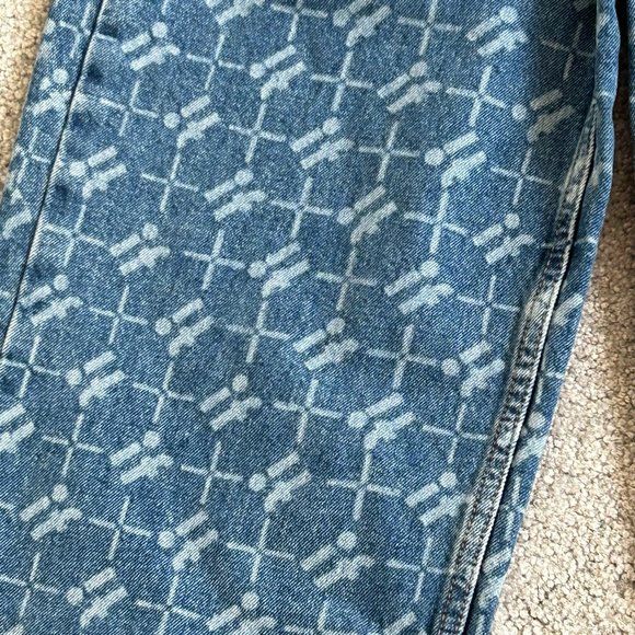 iets frans... Monogram Jeans High Rise Wide Legs Retro Sz 27W - Picture 3 of 7